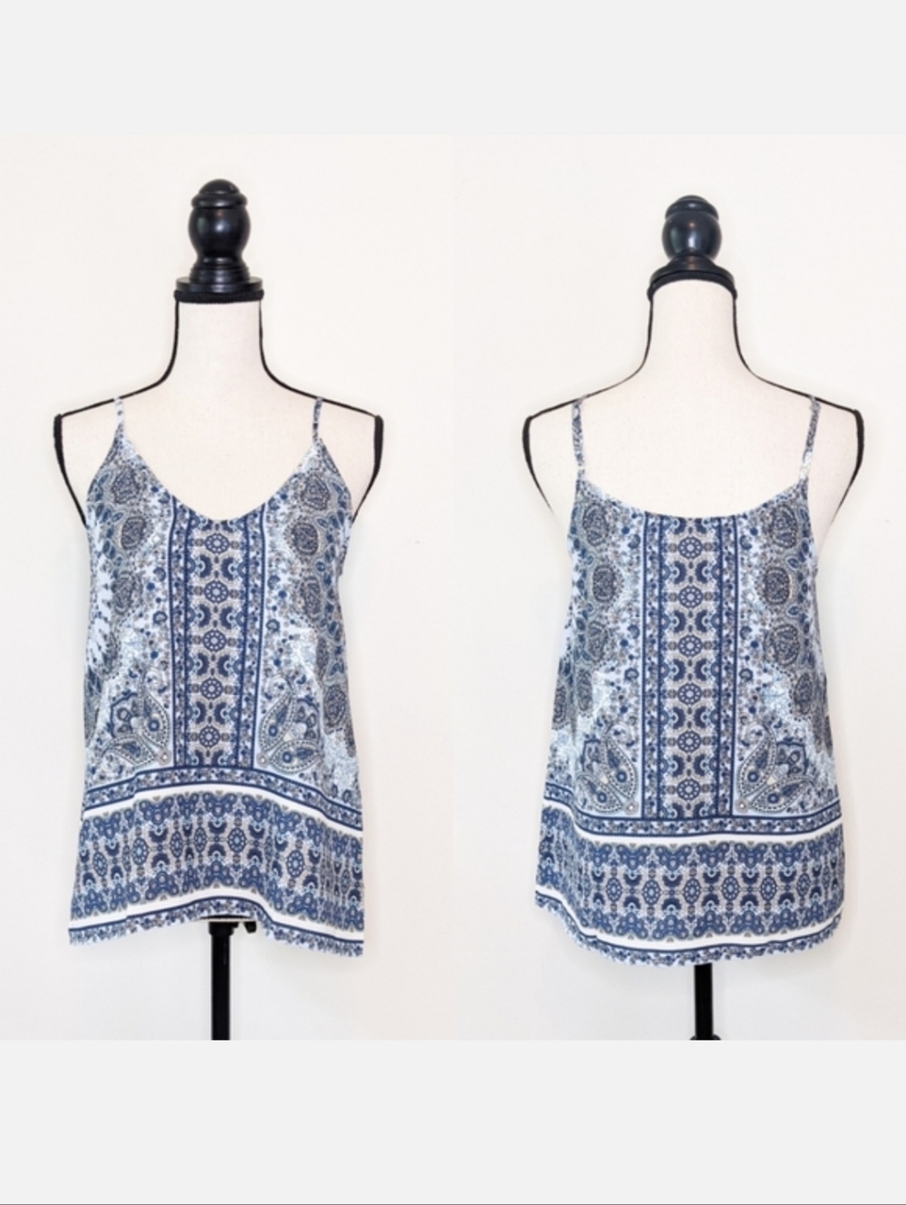 🦋LAST🦋 NWT E&M Blue Patterned Cami Top, Size Large